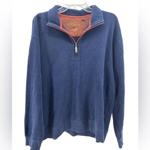 Orvis Signature Luxury Navy Blue quarter zip pullover sweater